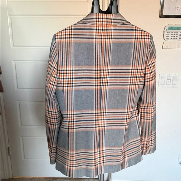Hugo Boss Plaid Blazer in Gray and Orange - Picture 4 of 6